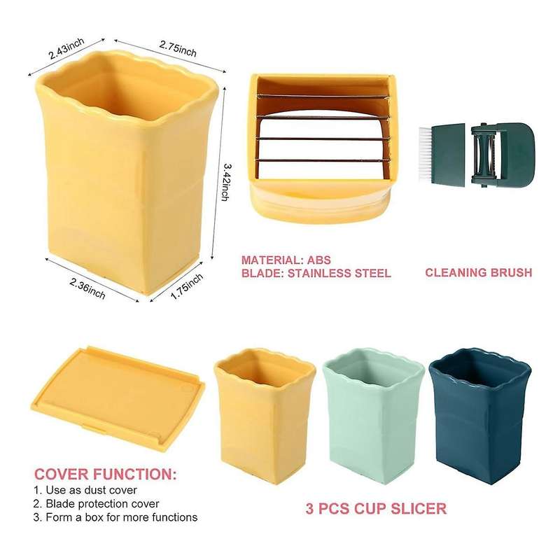 3 Pcs Cup Slicer with 1 Pcs space Cleaning Brushes Strawberry Slicer Banana Slicer Fruit Slicer