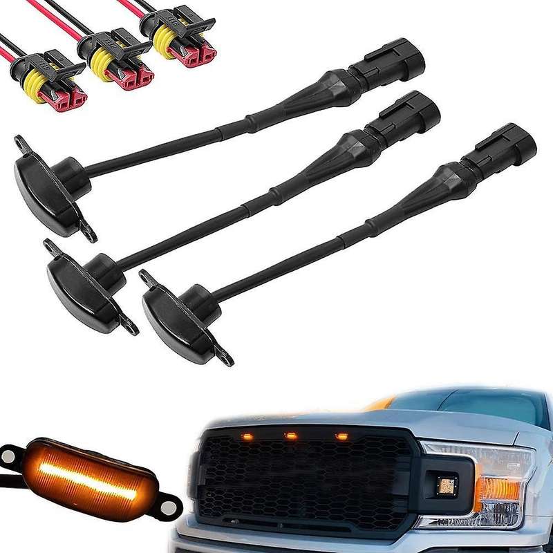 3 Pcs External Amber LED Lights Decoration, Led Front Grille Lights