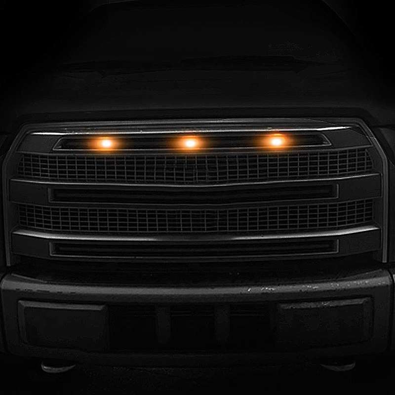 3 Pcs External Amber LED Lights Decoration, Led Front Grille Lights