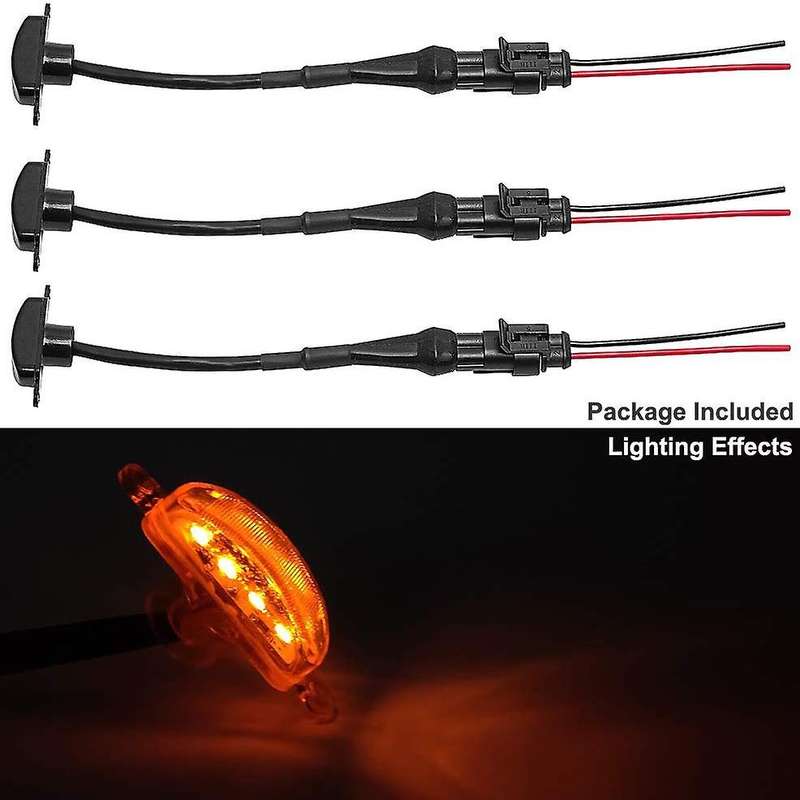 3 Pcs External Amber LED Lights Decoration, Led Front Grille Lights