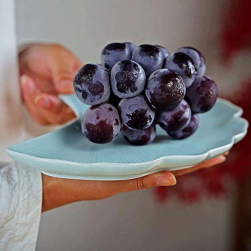 3 Pcs Ceramic Dessert Plates, Porcelain Dishes Ginkgo Leaf Embossed Texture Appetizer Plates Set for