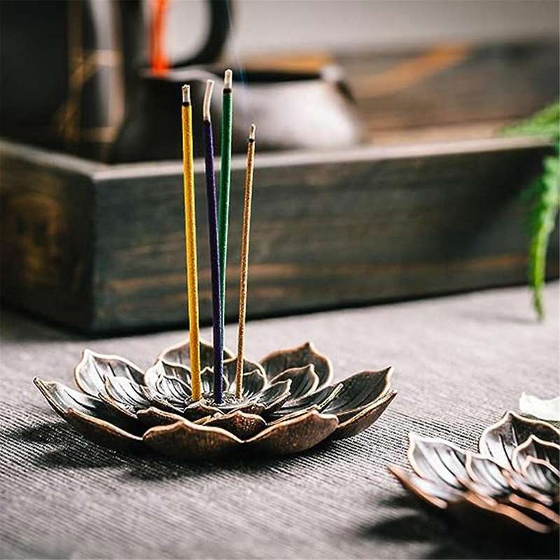 3 PCS Incense Burner, Incense Holder for Sticks, Lotus Incense Stick Holder with Detachable Ash Catc
