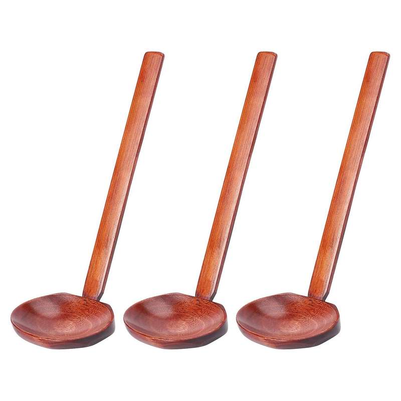 3 Pcs Handmade Wooden Spoons Ramen Serving Spoon Suitable for Porridge, Soup, Ramen, Hot Pot, Resta