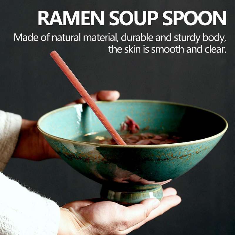 3 Pcs Handmade Wooden Spoons Ramen Serving Spoon Suitable for Porridge, Soup, Ramen, Hot Pot, Resta