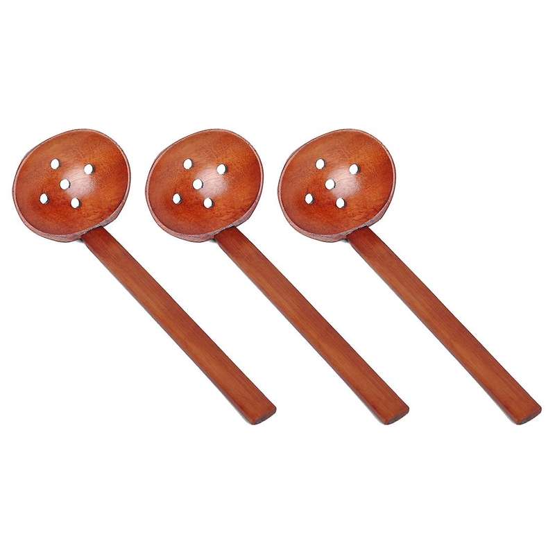 3 Pcs Handmade Wooden Spoons Ramen Colander Suitable for Porridge, Soup, Ramen, Hot Pot, Restaurant