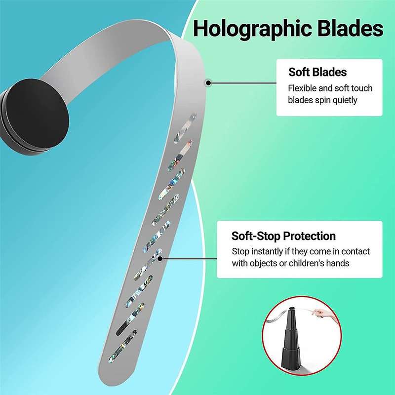 3 Pcs Fly Fan, Fly Fans for Outdoor Table , Table Top Fly Fan Fly Spinner with Holographic Blades fo
