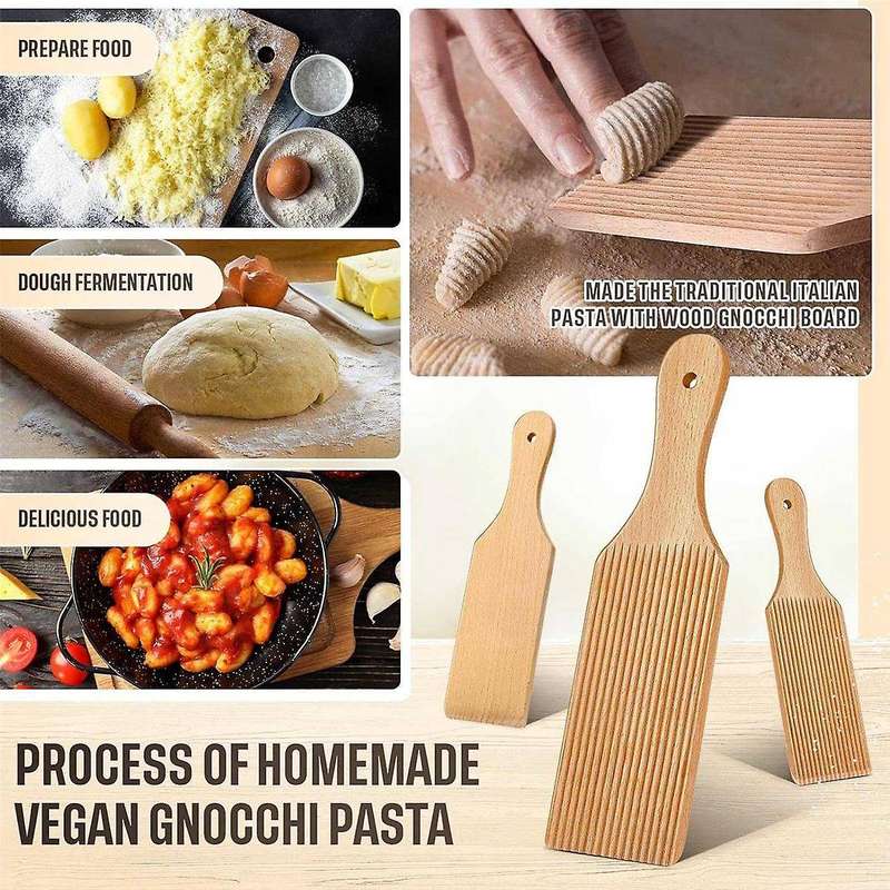 3 Pcs Gnocchi Boards and Wooden Butter Paddles for Rolling Dough 9.1 X 2.8 In Gnocchi Paddle Pasta M