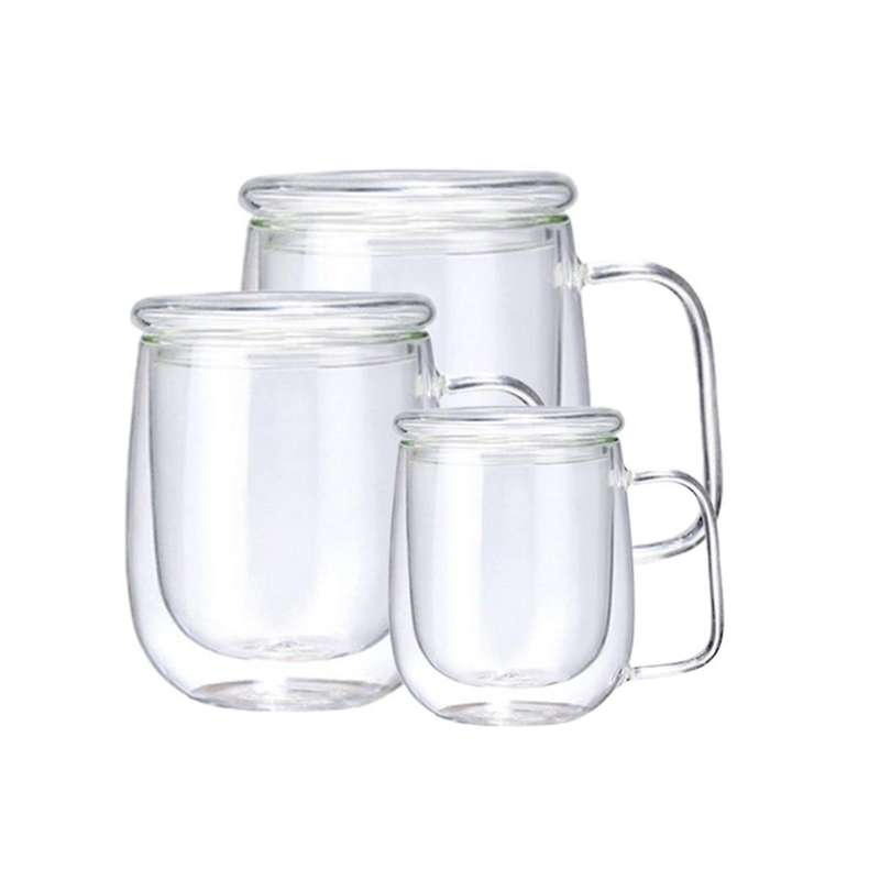 3 Pcs Of 250-450ml Heat-resistant Double-layer Tea Cup Beer Coffee Handmade Cold Drink Transparent D