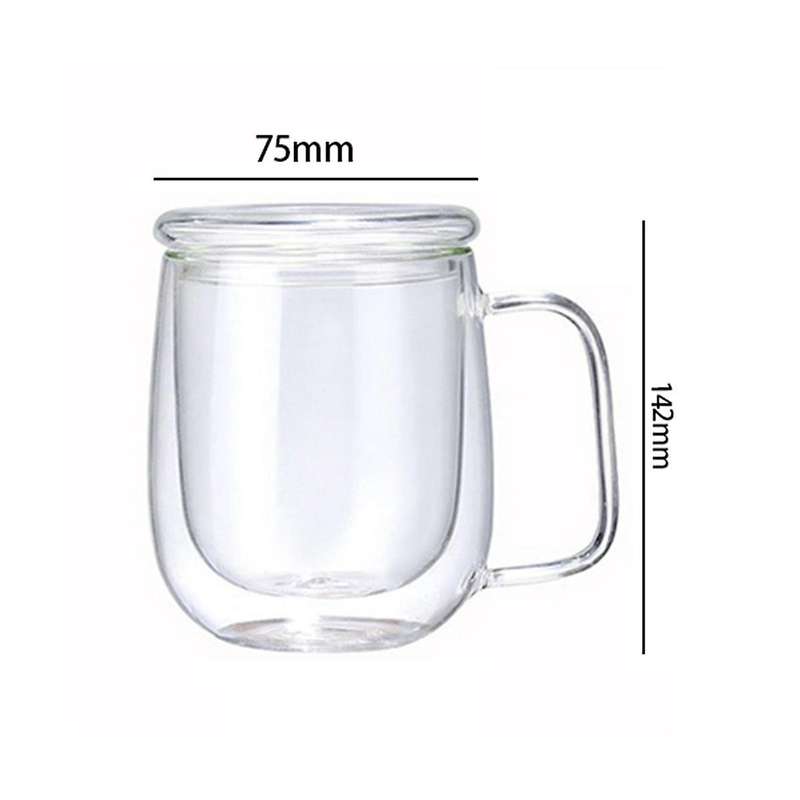 3 Pcs Of 250-450ml Heat-resistant Double-layer Tea Cup Beer Coffee Handmade Cold Drink Transparent D