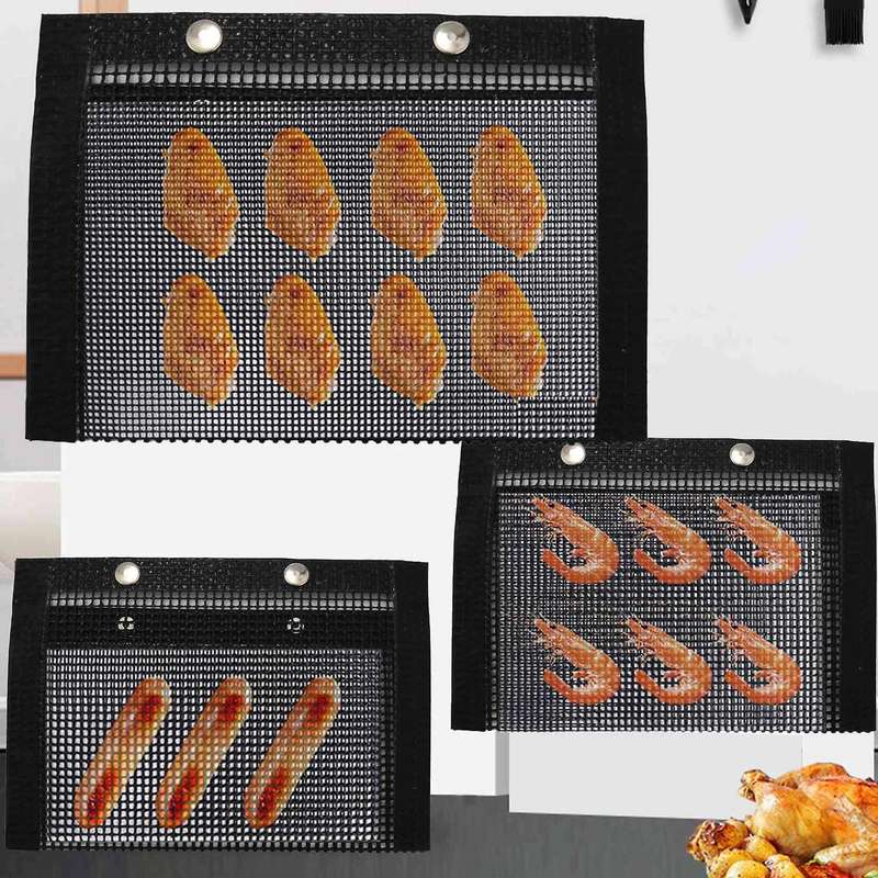 3 Pcs Non-stick Mesh Grilling Bag Non-stick Bbq Bake Bag Outdoor Picnic Tool