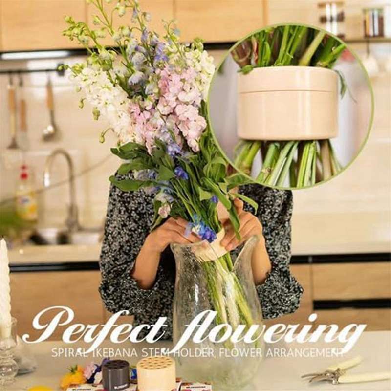 3 Pcs Spiral Ikebana Stem Holder, Reusable Floral Grid for Vase, Bloom Shaper for Flowers (Grey)