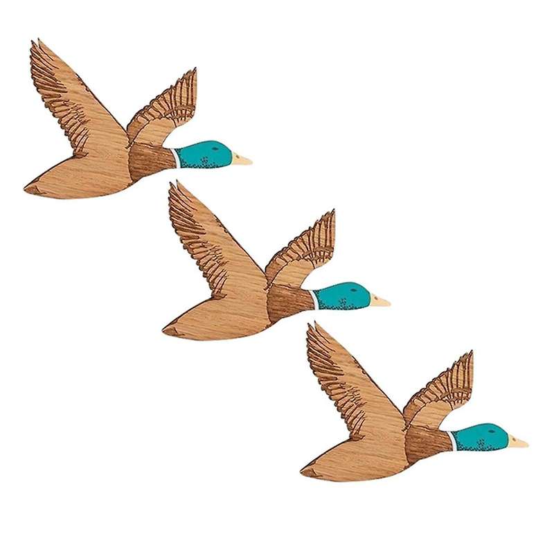 3 Pcs Wooden Ducks Wall Decor for Bedroom Rustic Farm Carved Wood Wall Art for Room Kitchen Office