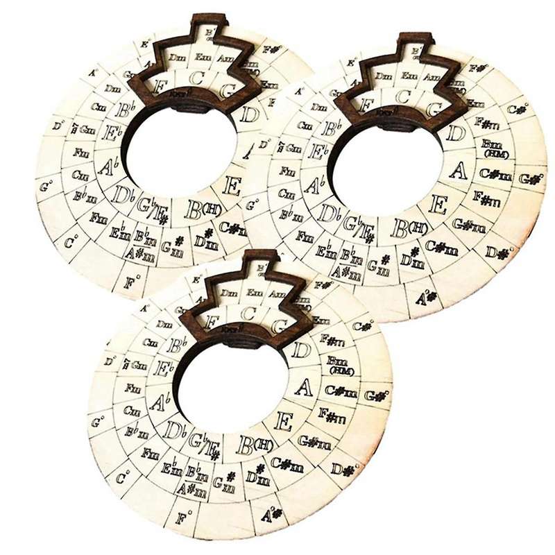 3 PCS Wooden Melody Tool, Melody Music Wheel, Circle of Fifths Wheel Guitar Learning Tool, Circle Wo