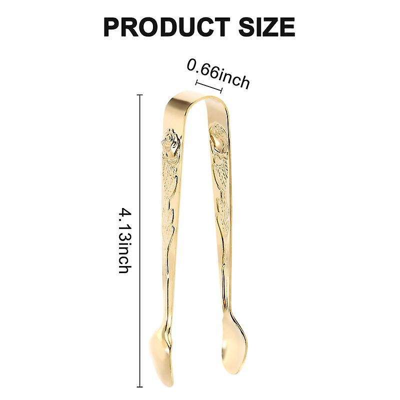3 Pcs Sugar Tong, Gold-Plated Japanese Stainless Steel, 4-Inch