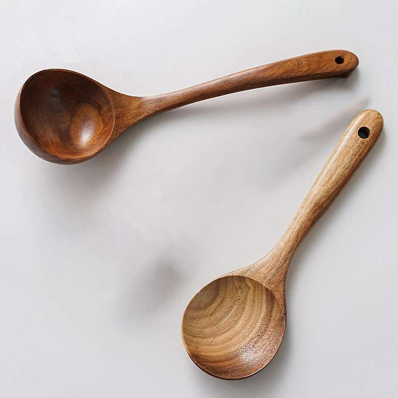 3 Pcs Wooden Spatula Cooking Shovel Spoon Rice Spoon Wooden Soup Spoon Cooking Utensils Non-Stick Co