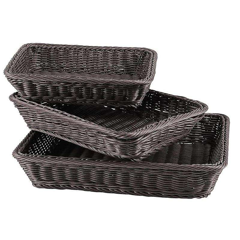 3 Pcs Wicker Bread Basket,handmade Woven Basket,tabletop Display Organizer Serving Baskets for Food