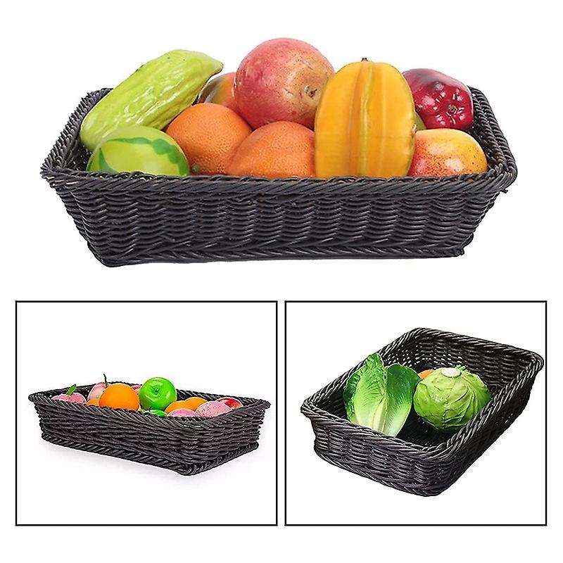 3 Pcs Wicker Bread Basket,handmade Woven Basket,tabletop Display Organizer Serving Baskets for Food