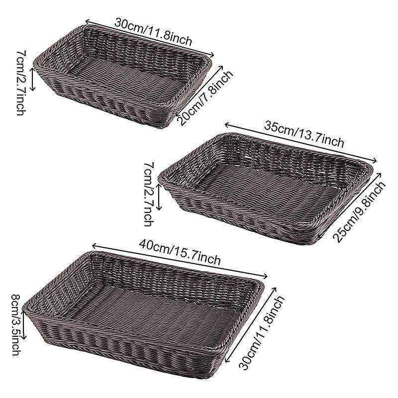 3 Pcs Wicker Bread Basket,handmade Woven Basket,tabletop Display Organizer Serving Baskets for Food