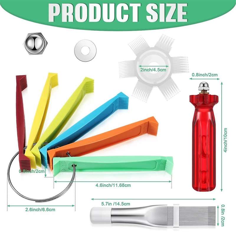 3 Pieces Air Conditioning Brush Set Includes FCR6 Ring Fin Comb Air Conditioner Fin Cleaner Condense