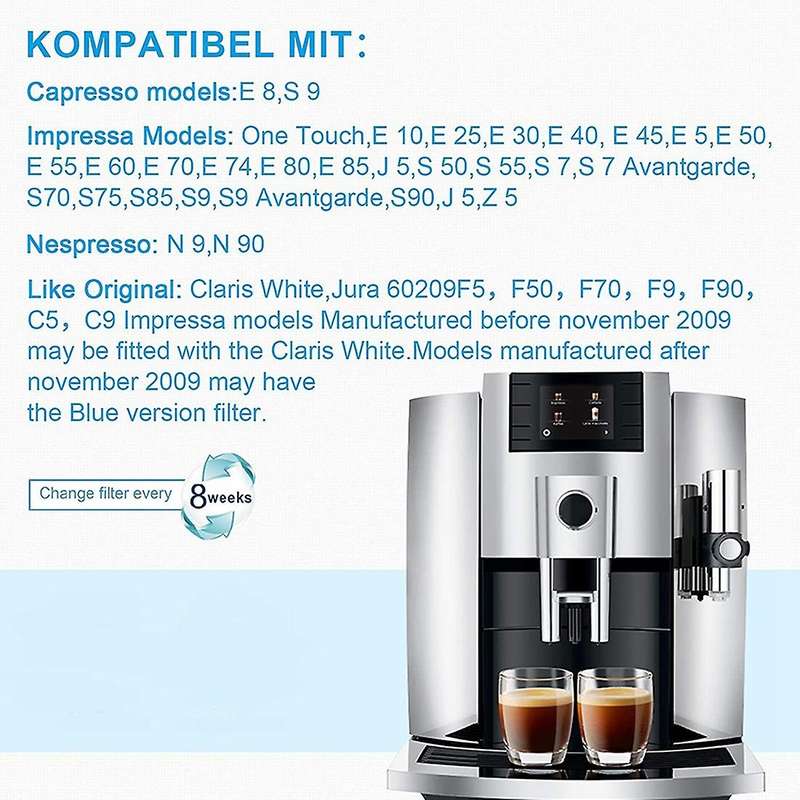 3 Pieces Filter for White,Coffee Water Filter for Impressa E8 Fully Automatic Coffee Machines