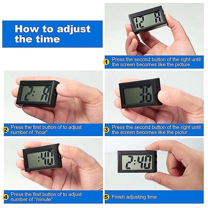 3 Pieces Mini Car Clock Car Dashboard Clock Auto Car Truck Dashboard Time Vehicle Electronic Digital