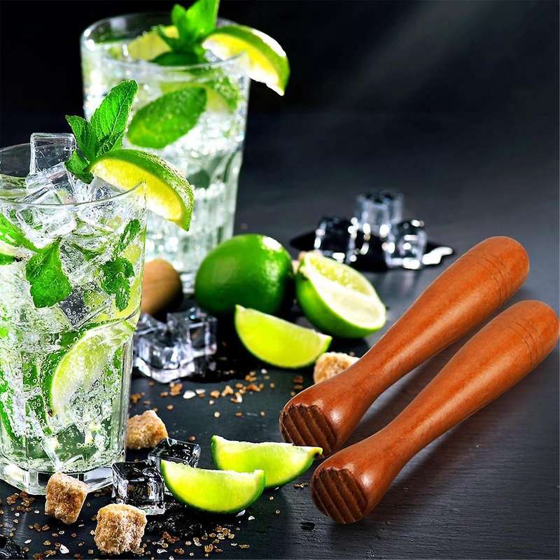 3 Pieces Wooden Muddler for Cocktails, Cocktail Muddler 7.7Inch Long Mojito Muddler Bar Wood Ice Cru