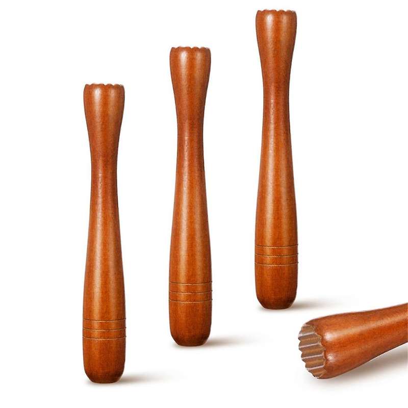 3 Pieces Wooden Muddler for Cocktails, Cocktail Muddler 7.7Inch Long Mojito Muddler Bar Wood Ice Cru