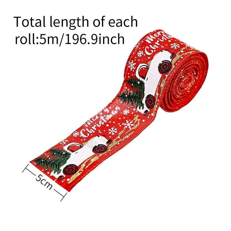 3 Rolls Christmas Ribbons Decorative Ribbons for DIY Craft Bows 5cmx5M
