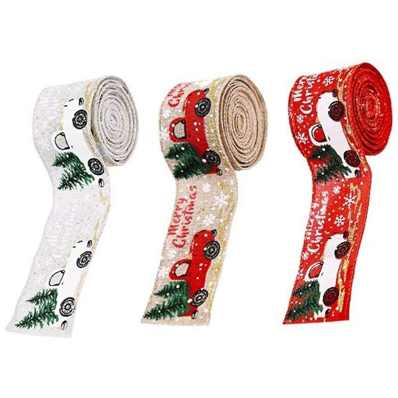 3 Rolls Christmas Ribbons Decorative Ribbons for DIY Craft Bows 5cmx5M