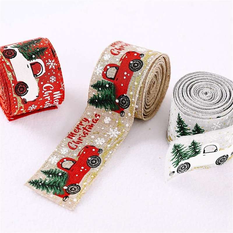3 Rolls Christmas Ribbons Decorative Ribbons for DIY Craft Bows 5cmx5M