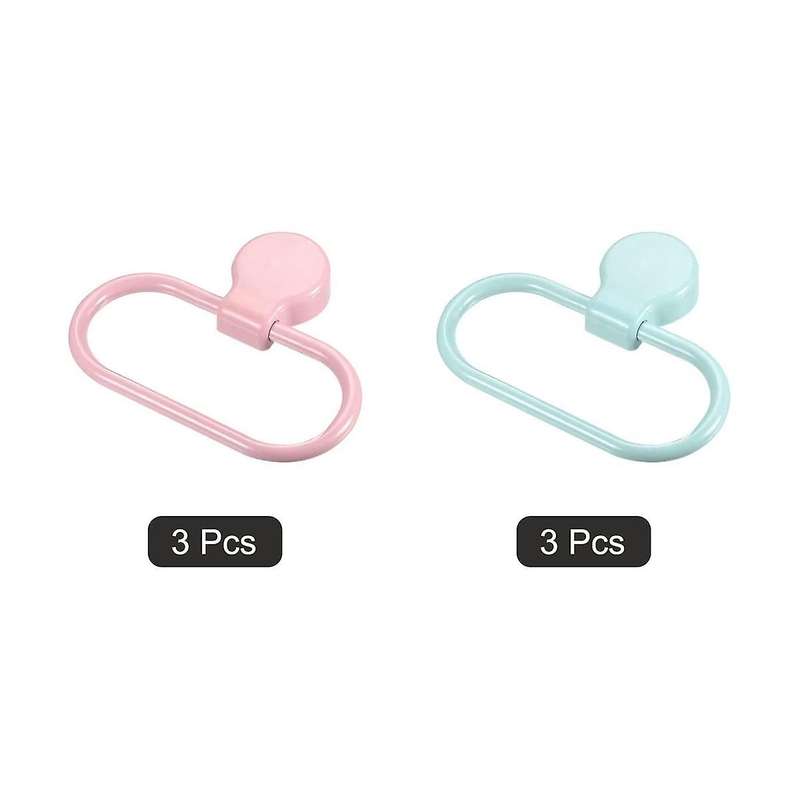 3 Set Oval Towel Ring Holder Self-adhesive for Bathroom Kitchen Accessories, Pink & Blue