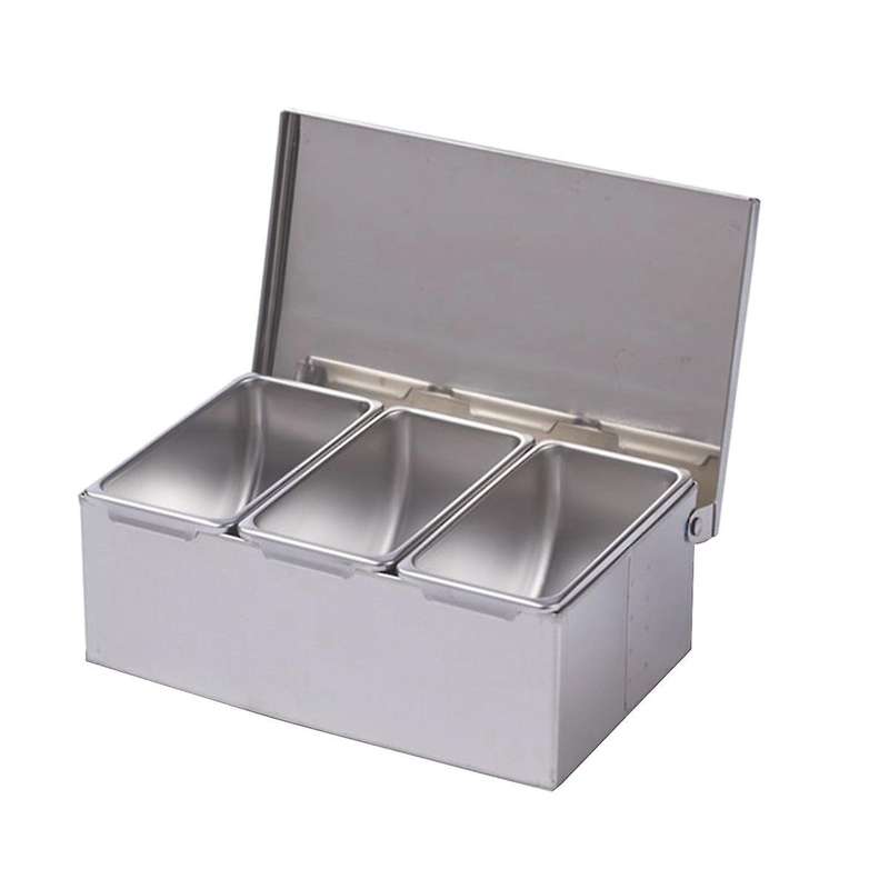 3 Section Seasoning Box Stainless Steel Ingredients Box Cheese Sauce Salt Sugar Box Spice Jar Bakin
