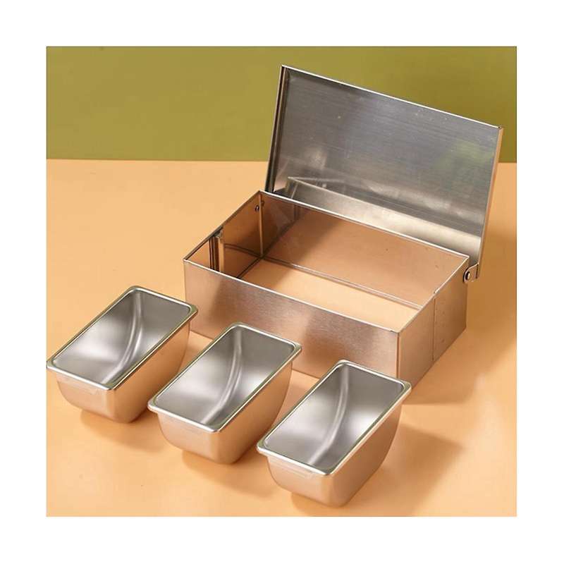 3 Section Seasoning Box Stainless Steel Ingredients Box Cheese Sauce Salt Sugar Box Spice Jar Bakin