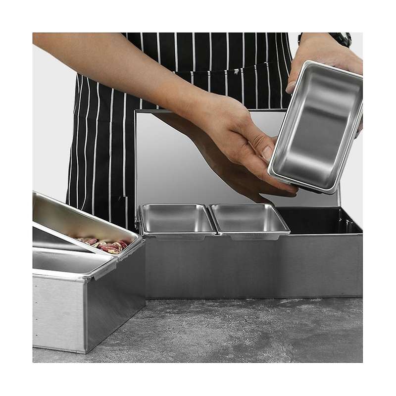 3 Section Seasoning Box Stainless Steel Ingredients Box Cheese Sauce Salt Sugar Box Spice Jar Bakin