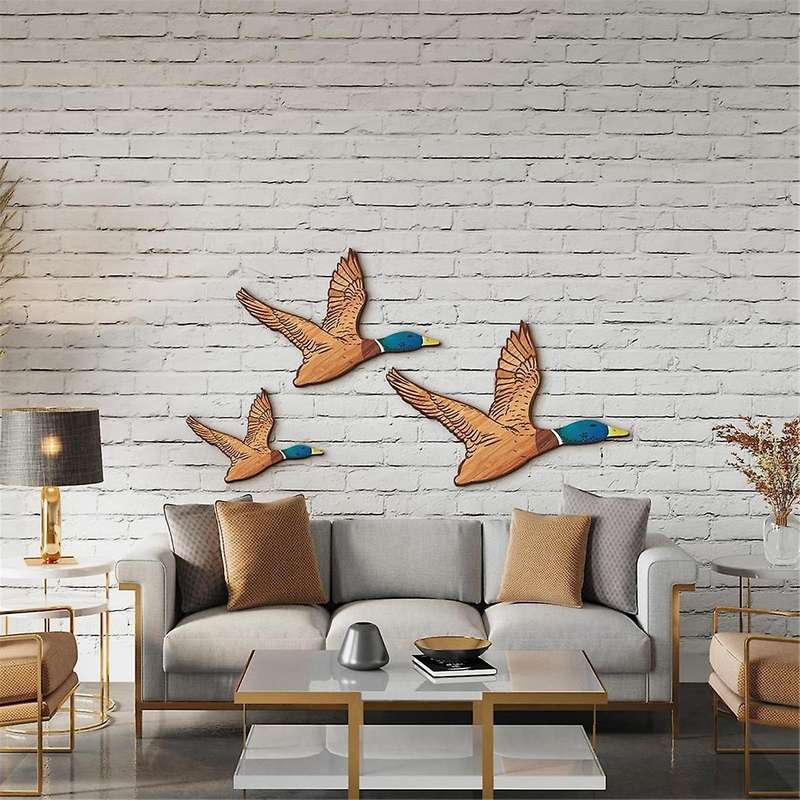 3 Size Mallard Duck Wall Art Wooden Ducks Wall Decor Rustic Flying Birds Wall Decor Carved Wood Wall