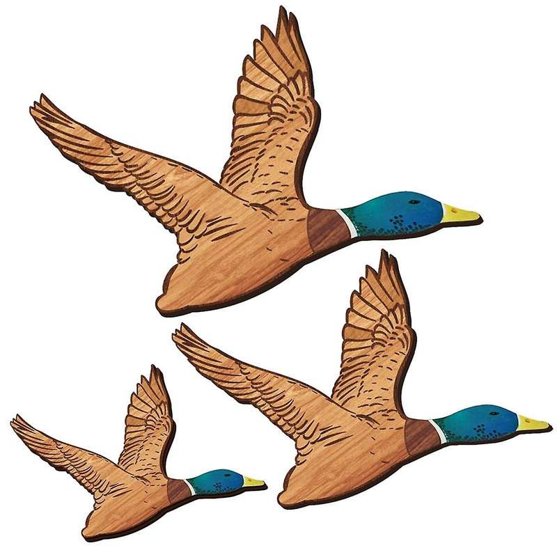 3 Size Mallard Duck Wall Art Wooden Ducks Wall Decor Rustic Flying Birds Wall Decor Carved Wood Wall
