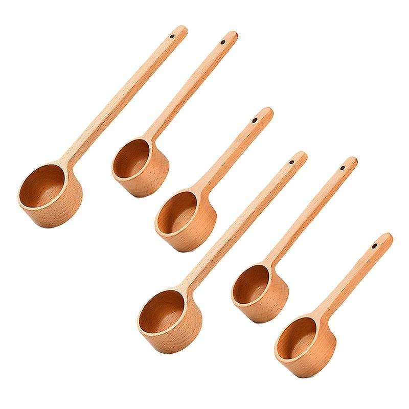 3 Sizes Wooden Tea Spoon Long Handle Coffee Scoop Measure Spoon,for Ground Beans Tea Salt Seasoning