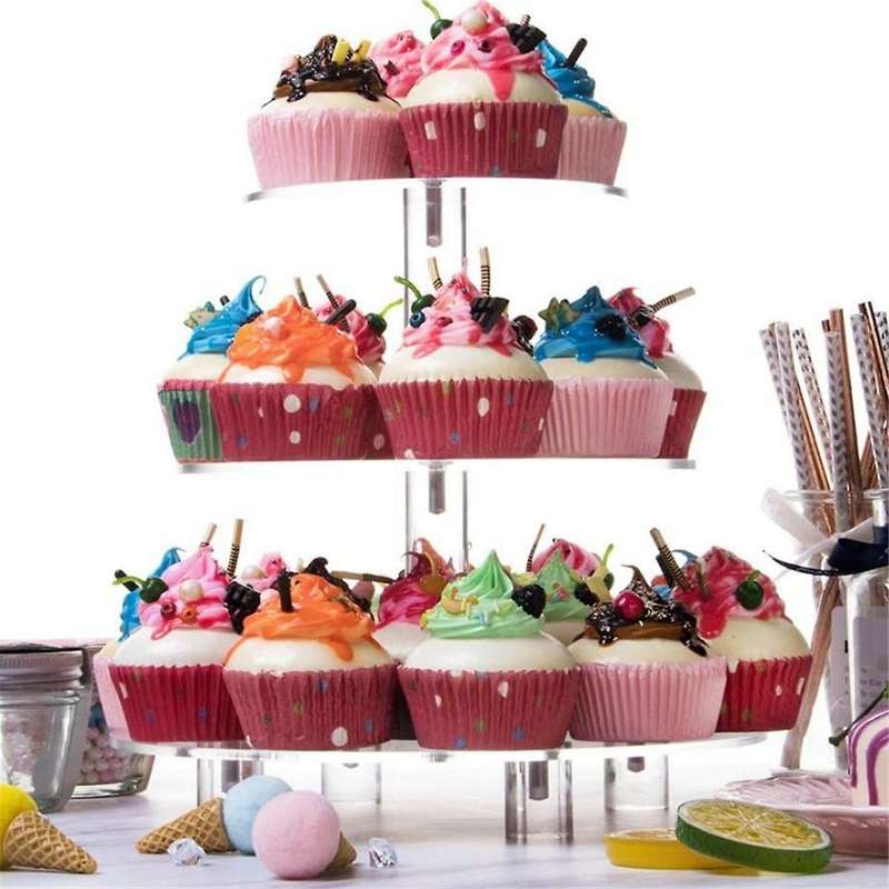 3 Tier Acrylic Cupcake Stand,rounded Cupcake Display Stand for Birthday, Baby Shower,tea Party and W