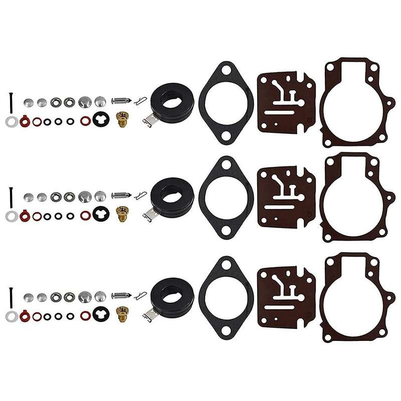 3 X Carburetor Rebuild Repair Kit and Float Fit for Evinrude 396701 65 70 75