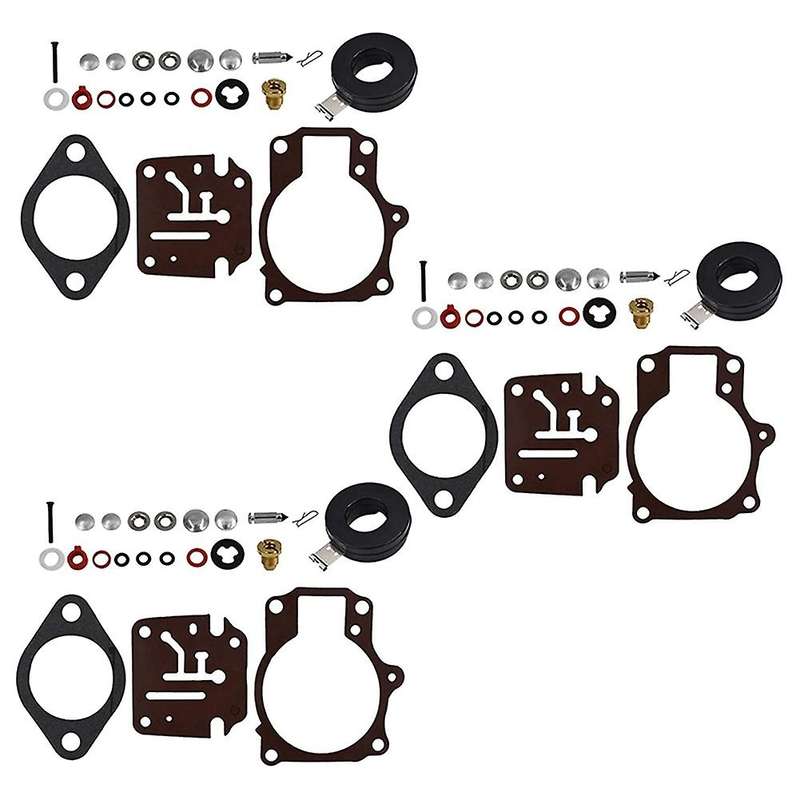 3 X Carburetor Rebuild Repair Kit and Float Fit for Evinrude 396701 65 70 75