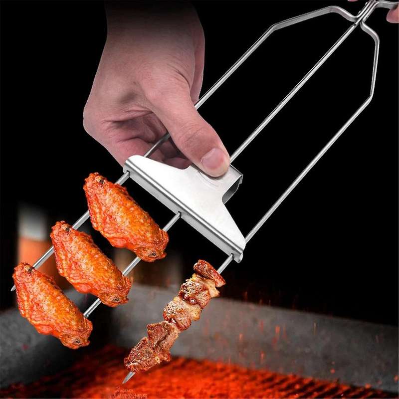 3 Way Grill Skewers - Grill , Three- BBQ Fork Skewers Kit Kabob Skewers Outdoor for Grilling Meat