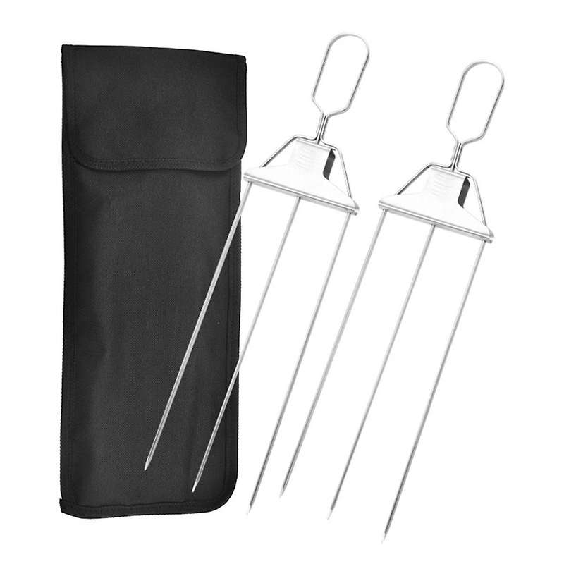 3 Way Grill Skewers - Grill , Three- BBQ Fork Skewers Kit Kabob Skewers Outdoor for Grilling Meat