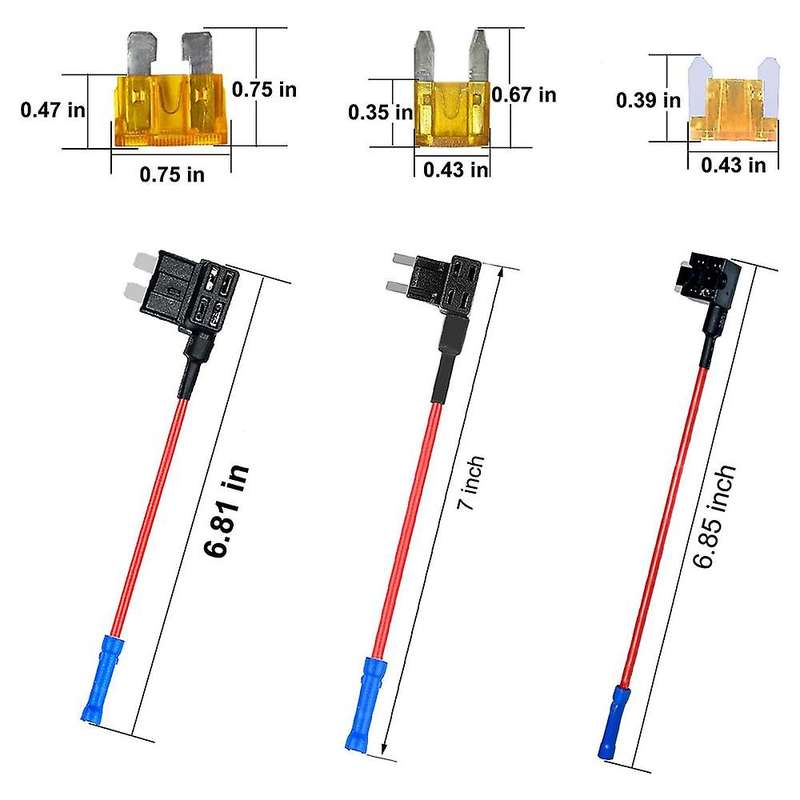 3 Types Add-A-Circuit Adapter & Fuse Kit - Fuse Tap Fuse Holder with Fuse for Trucks Boats