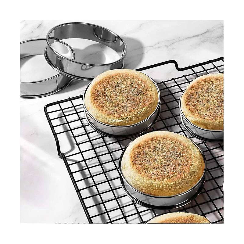 3.15 Inch Muffin Rings Crumpet Rings, 8Pcs Stainless Steel Muffin Rings Molds Double Rolled Tart Ri