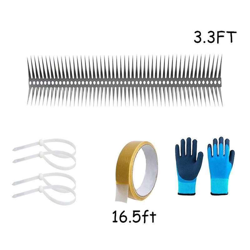 3.3 Feet Outdoor Anti-Bird Multifunctional Stainless Steel Bird Spikes Suitable for Roof Windowsills