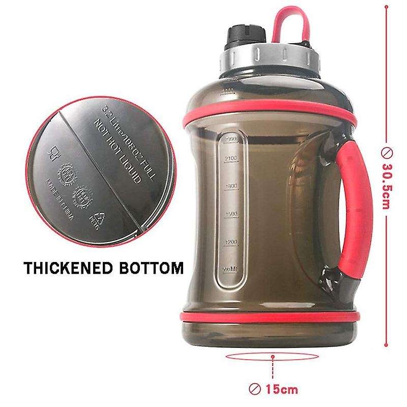 3.2L Sports Bottle Portable Large-Capacity Water Bottle for Outdoor Camping Fitness Gym Exercise