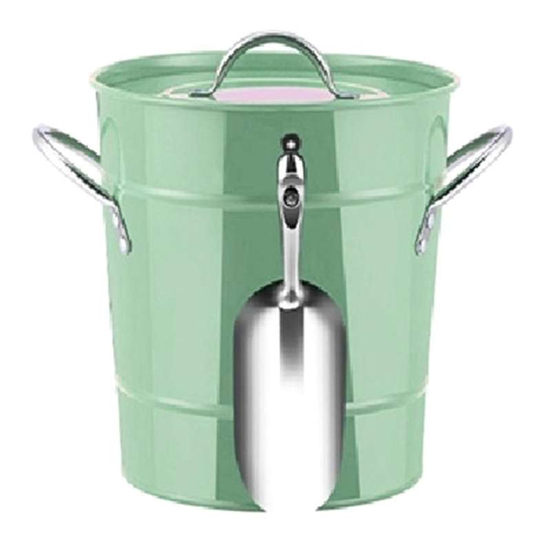 3.4L Retro Ice Bucket with Lid Ice Tongs Double Layer Cold Insulation Wine Beer Cooler Champagne Ic