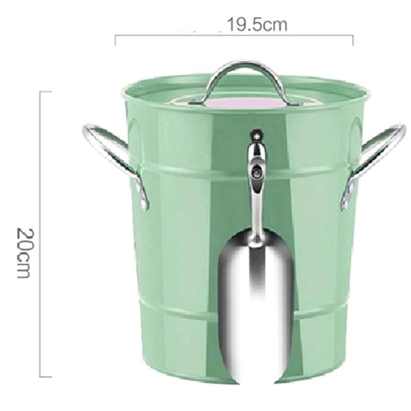 3.4L Retro Ice Bucket with Lid Ice Tongs Double Layer Cold Insulation Wine Beer Cooler Champagne Ic
