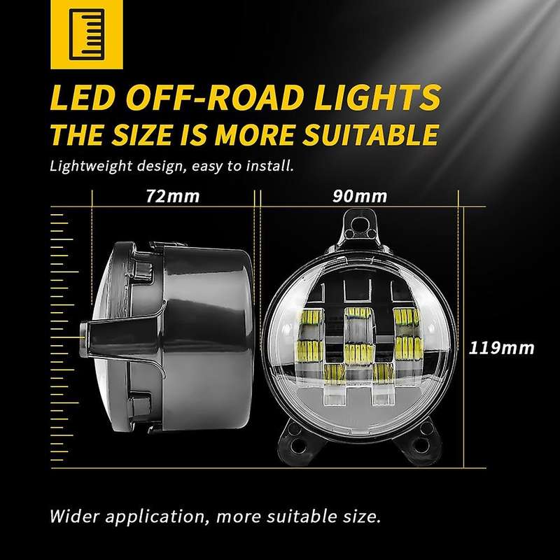 3.5 Inch LED Headlight Round LED Fog Light Driving Light Turn Signal Light for Accessories Pair