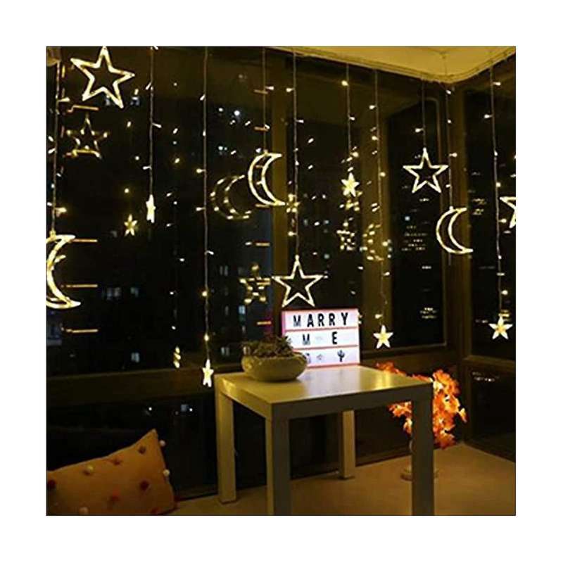3.5m Decorative Starry String Curtain Ramadan Lights Moons and Stars Led Night Light for Ramadan Pa